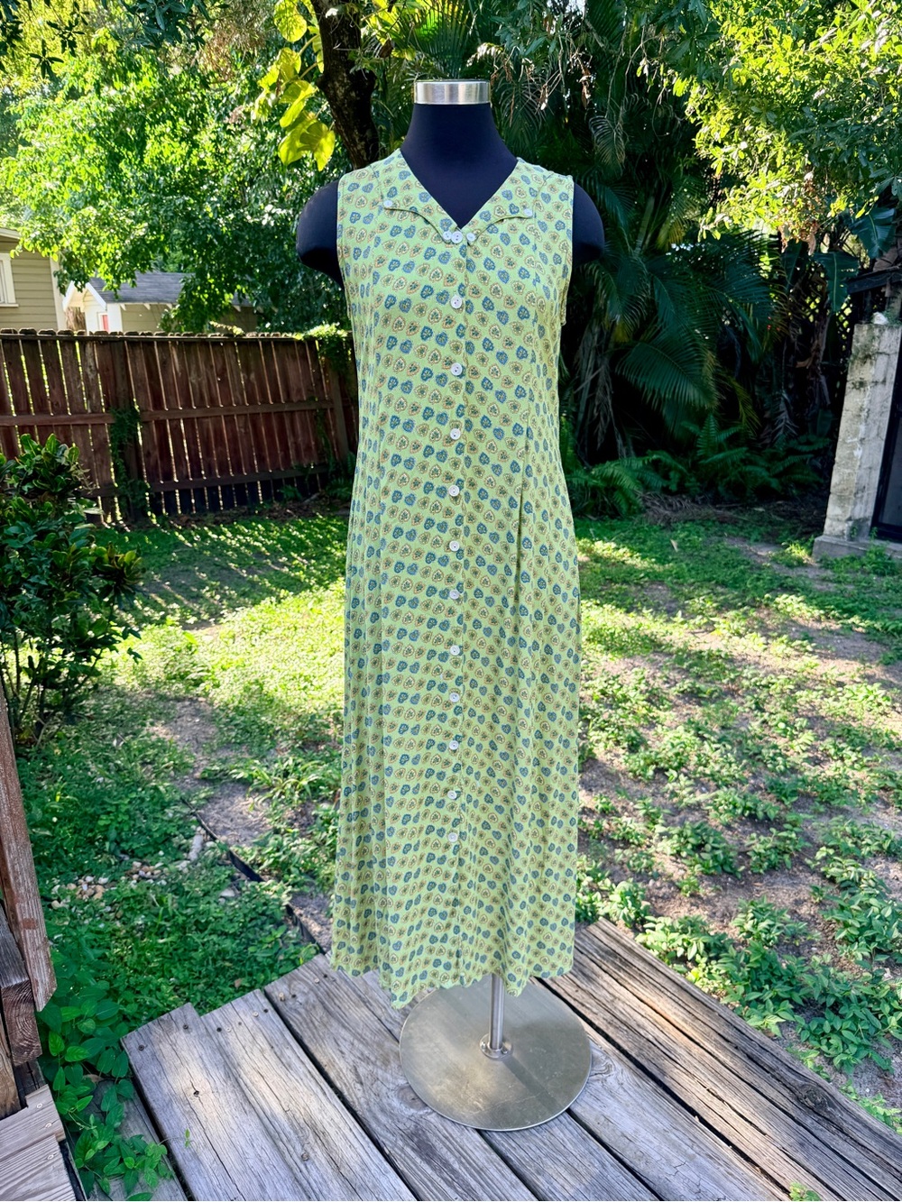 Vintage 90s April Cornell Button Down Maxi Dress